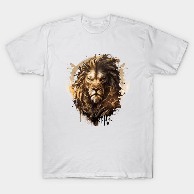 Lion Portrait Animal Painting Wildlife Outdoors Adventure T-Shirt by Cubebox